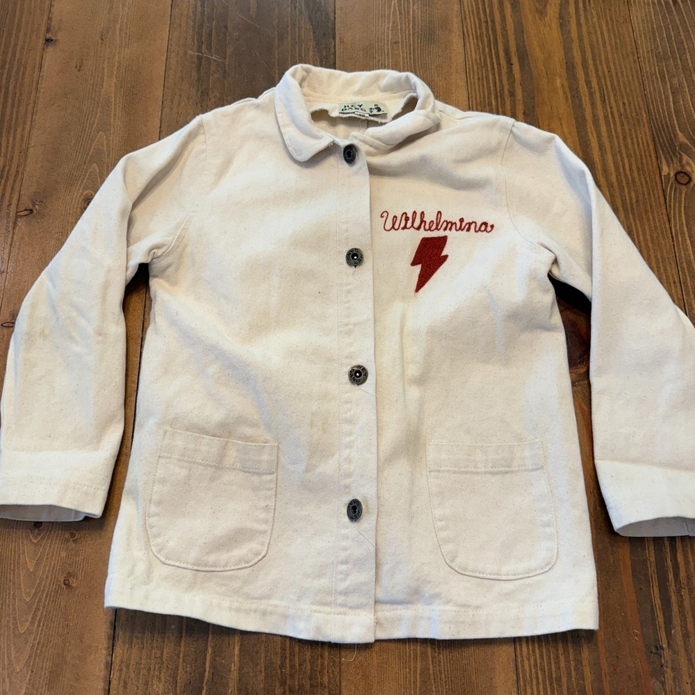 Hey Gang Chore Coat Cream Color Cotton Kids Size 8-9